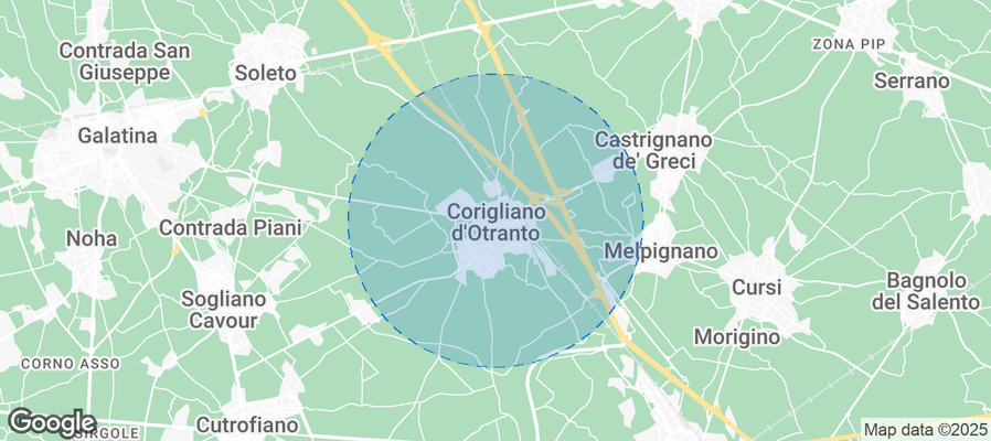 Map of Airbnb listings in Corigliano d'Otranto