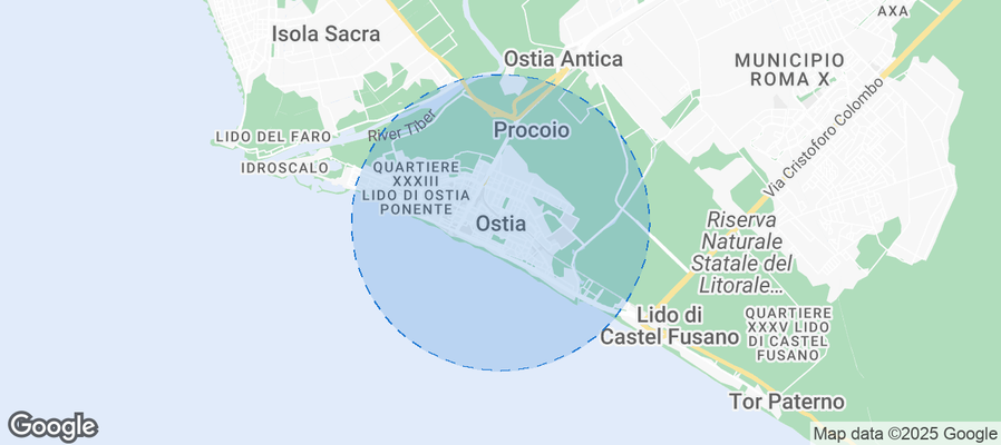 Map of Airbnb listings in Lido di Ostia