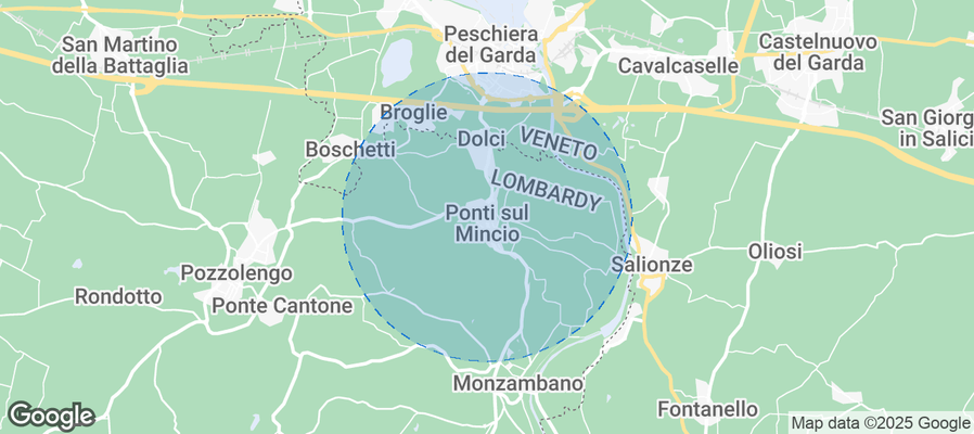 Map of Airbnb listings in Ponti sul Mincio