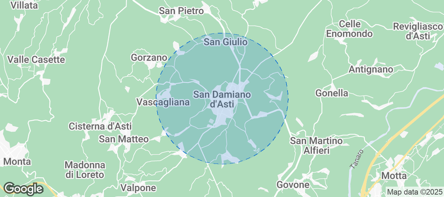 Map of Airbnb listings in San Damiano d'Asti