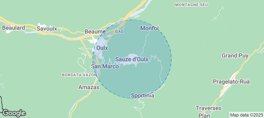 Map of Airbnb listings in Sauze d'Oulx