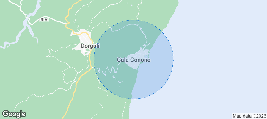 Map of Airbnb listings in Cala Gonone