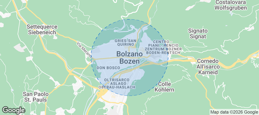 Map of Airbnb listings in Bolzano