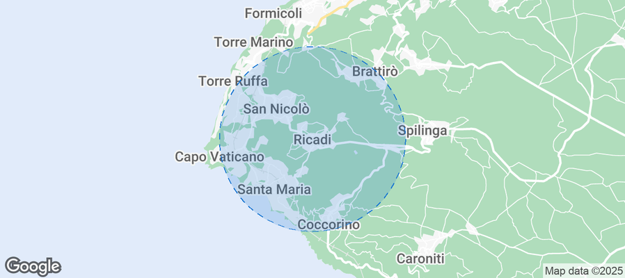 Map of Airbnb listings in Ricadi