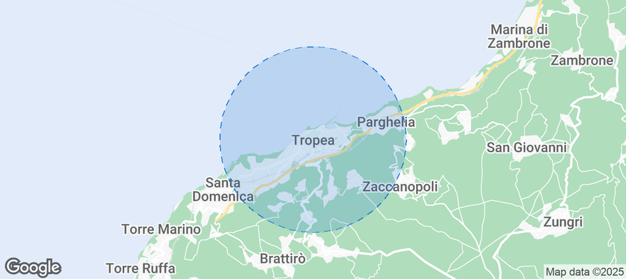 Map of Airbnb listings in Tropea