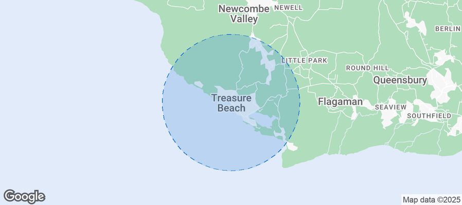 Map of Airbnb listings in Treasure Beach
