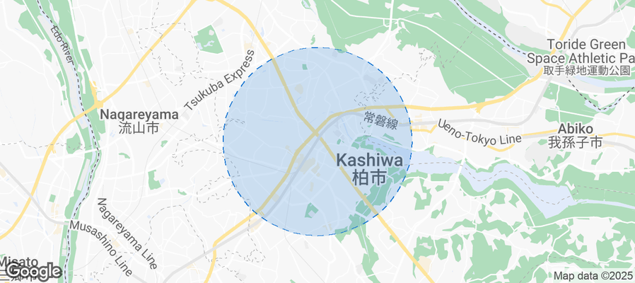 Map of Airbnb listings in Kashiwa