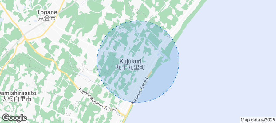 Map of Airbnb listings in Kujukuri