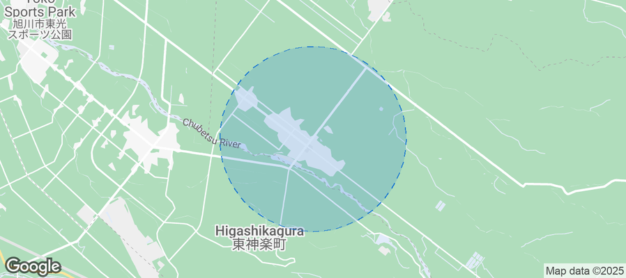 Map of Airbnb listings in Higashikawa