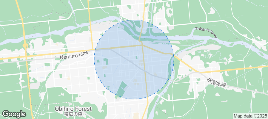Map of Airbnb listings in Obihiro