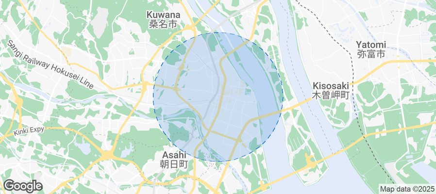 Map of Airbnb listings in Kuwana