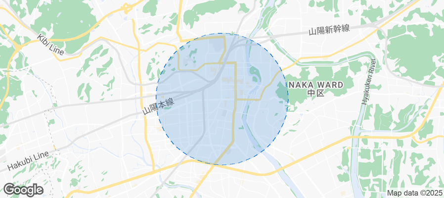 Map of Airbnb listings in Okayama
