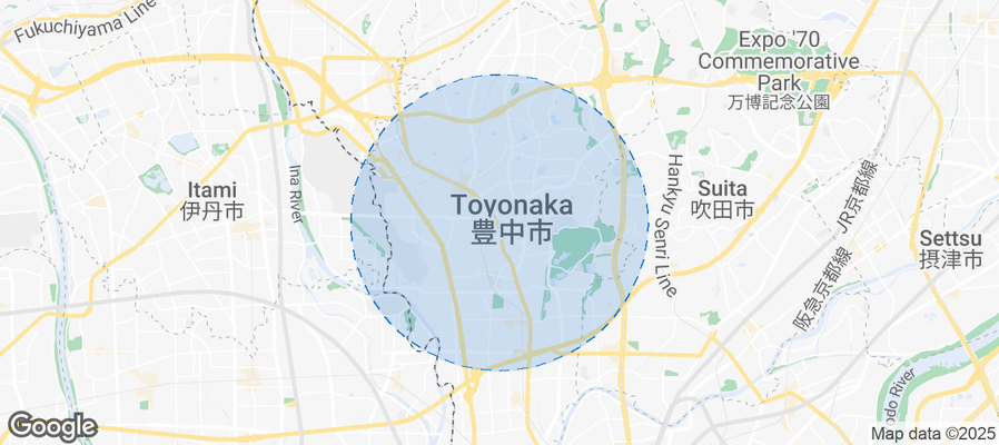 Map of Airbnb listings in Toyonaka