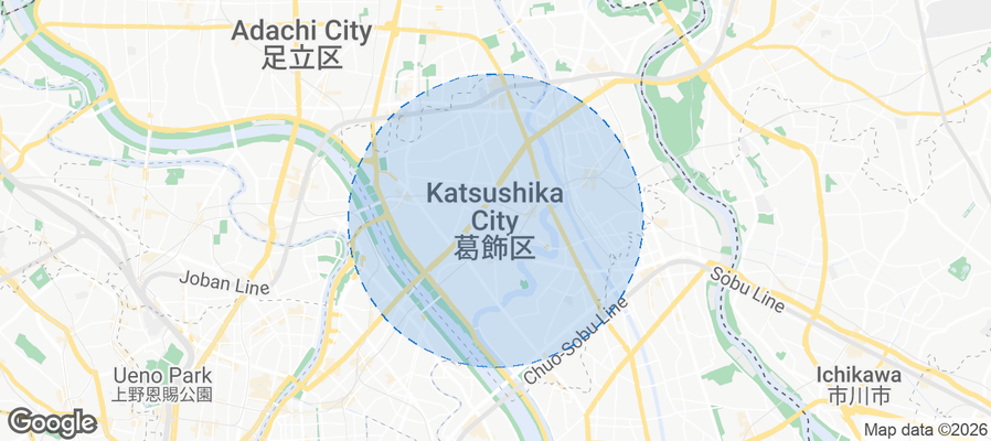 Map of Airbnb listings in Katsushika-ku