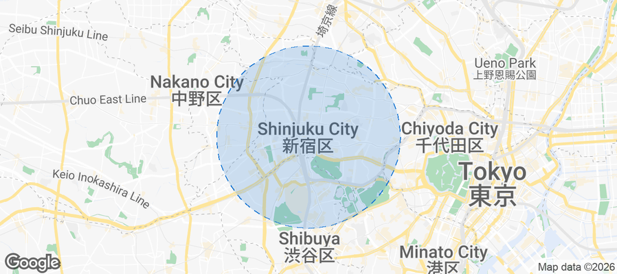 Map of Airbnb listings in Shinjuku