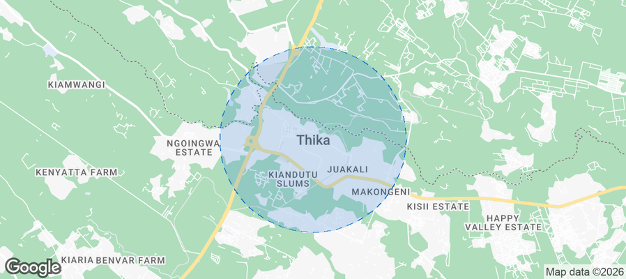 Map of Airbnb listings in Thika