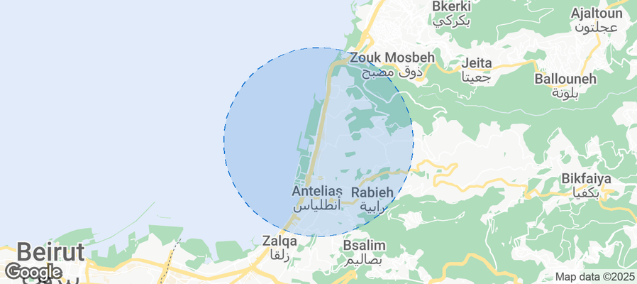 Map of Airbnb listings in Dbayeh