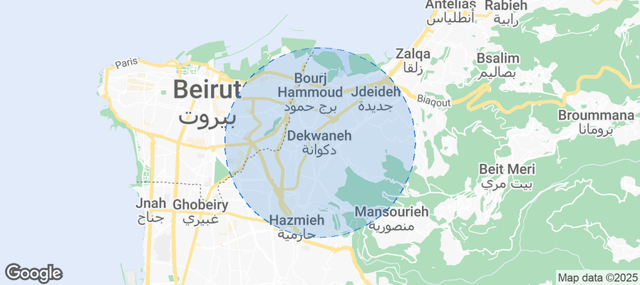 Map of Airbnb listings in Dekwaneh
