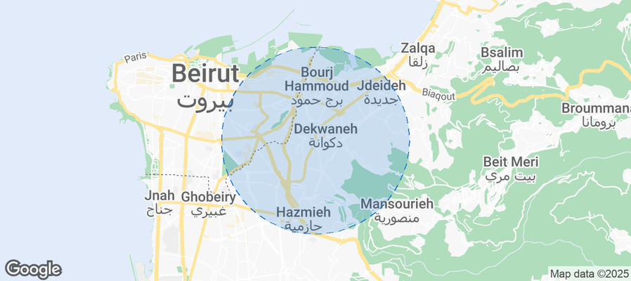 Map of Airbnb listings in Sinn El Fil