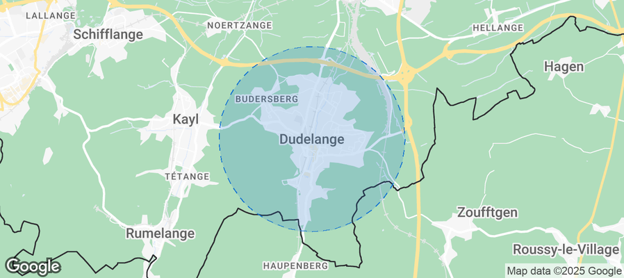 Map of Airbnb listings in Dudelange