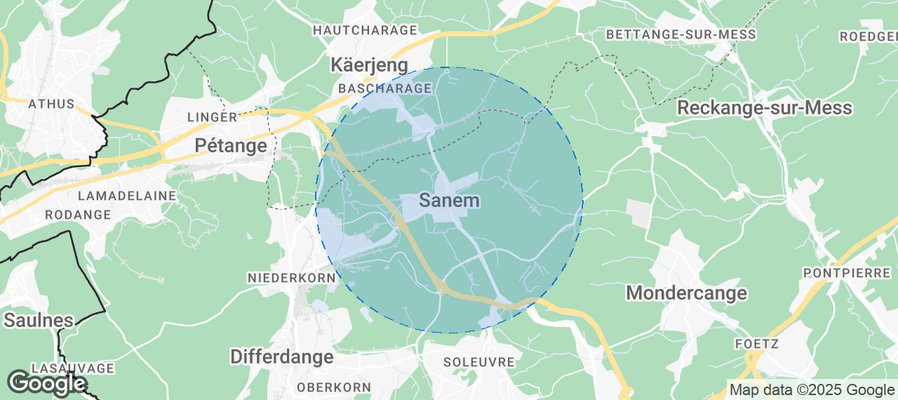 Map of Airbnb listings in Sanem