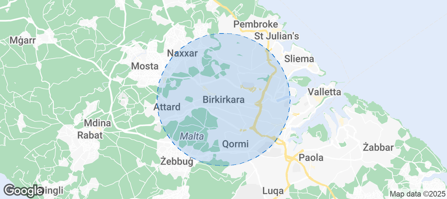 Map of Airbnb listings in Birkirkara