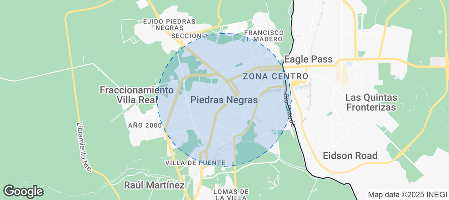 Map of Airbnb listings in Piedras Negras