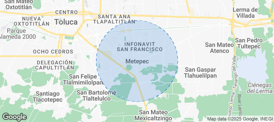 Map of Airbnb listings in Metepec