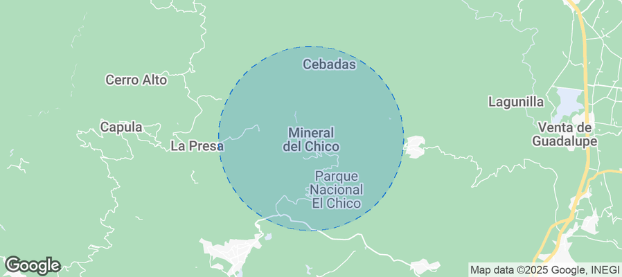 Map of Airbnb listings in Mineral del Chico