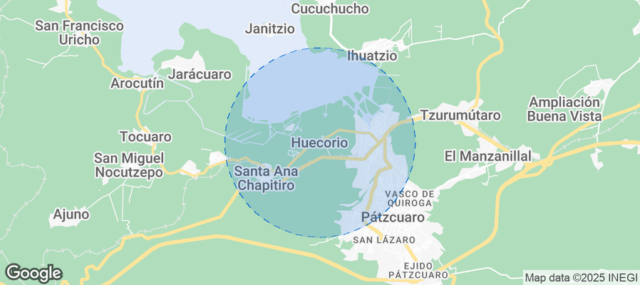 Map of Airbnb listings in Huecorio