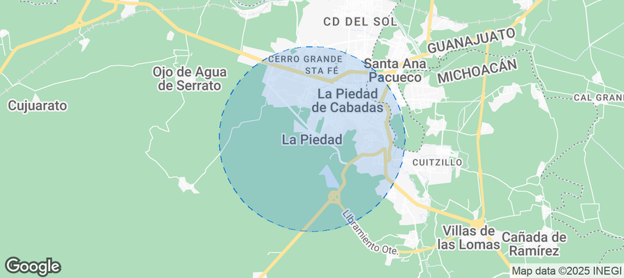 Map of Airbnb listings in La Piedad de Cabadas