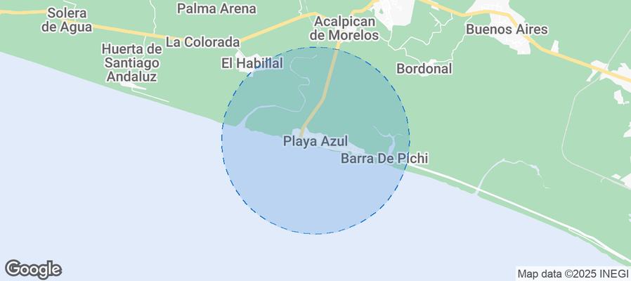 Map of Airbnb listings in Playa Azul