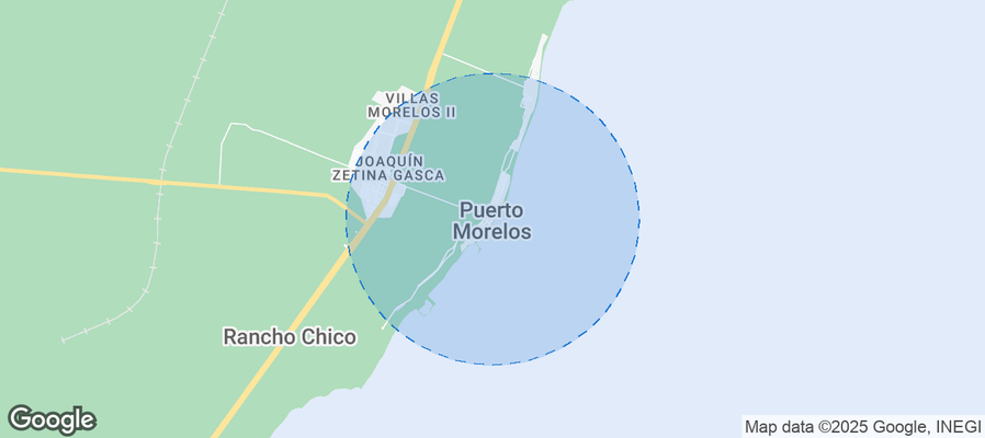 Map of Airbnb listings in Puerto Morelos