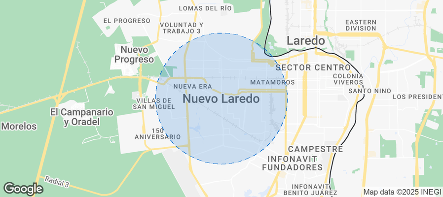 Map of Airbnb listings in Nuevo Laredo