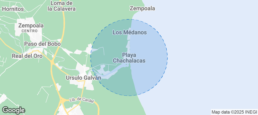 Map of Airbnb listings in Playa de Chachalacas