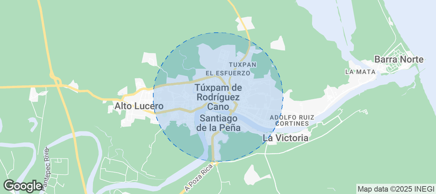 Map of Airbnb listings in Túxpam de Rodríguez Cano