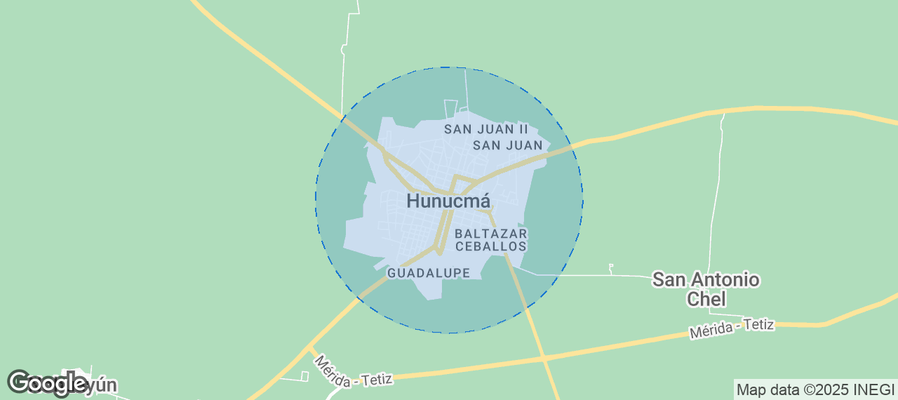 Map of Airbnb listings in Hunucmá