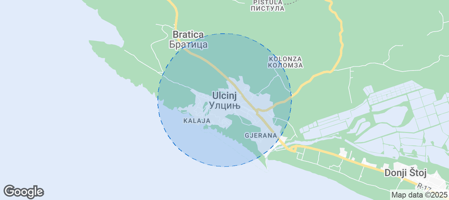 Map of Airbnb listings in Ulcinj - Ulqin