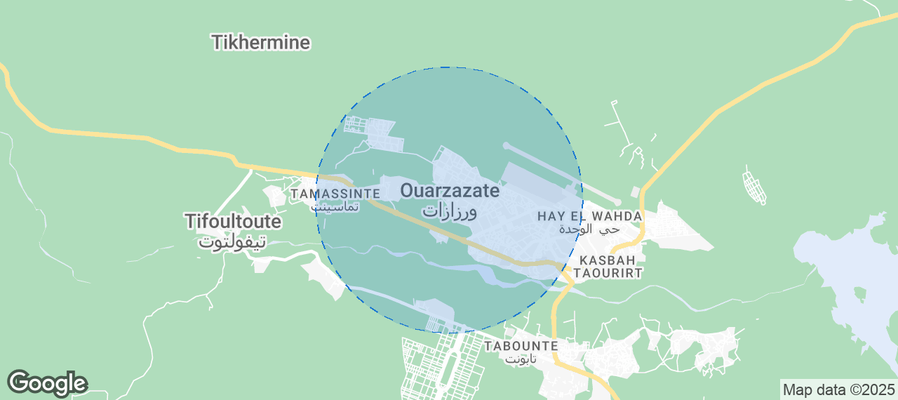 Map of Airbnb listings in Ouarzazate