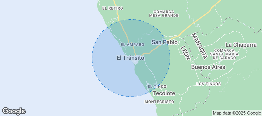 Map of Airbnb listings in El Tránsito