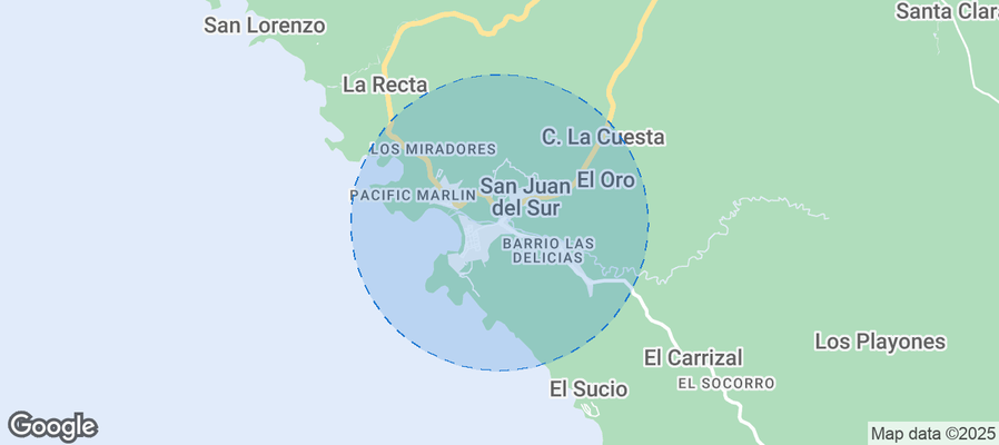 Map of Airbnb listings in San Juan del Sur (Municipio)