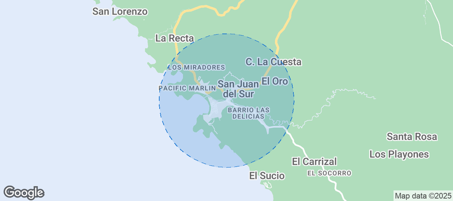 Map of Airbnb listings in San Juan del Sur