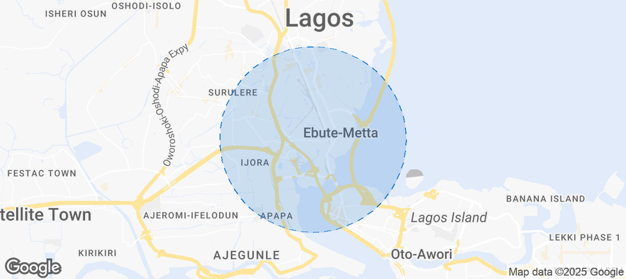 Map of Airbnb listings in Ebute-Metta