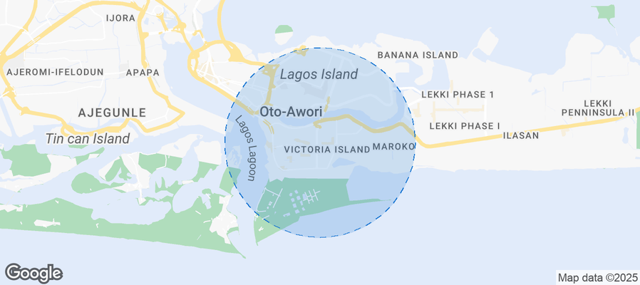 Map of Airbnb listings in Eko Atlantic