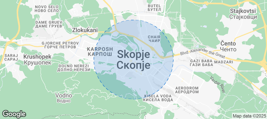 Map of Airbnb listings in Skopje