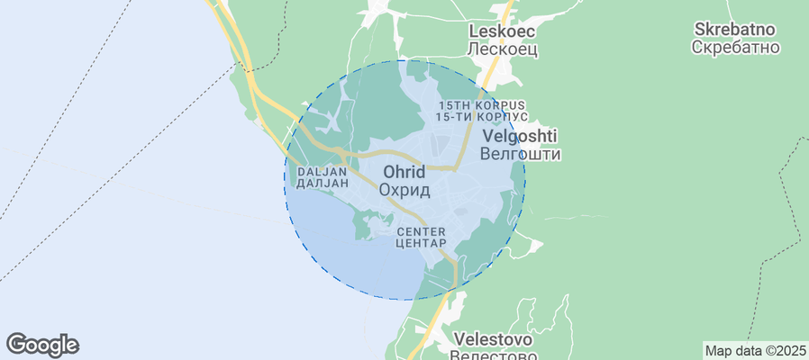 Map of Airbnb listings in Ohrid
