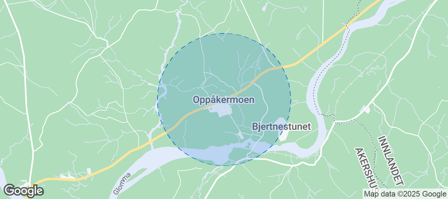Map of Airbnb listings in Oppåkermoen
