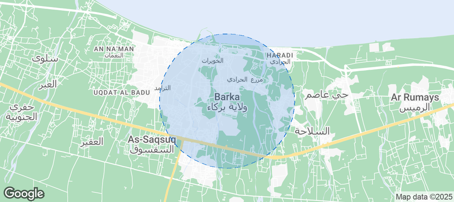 Map of Airbnb listings in Barka