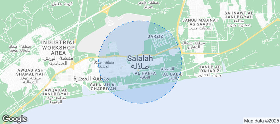 Map of Airbnb listings in Salalah