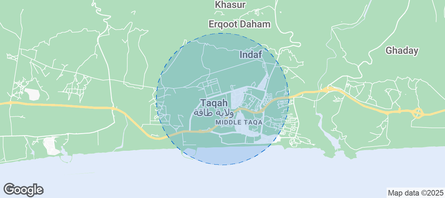 Map of Airbnb listings in Taqah